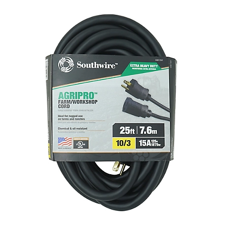 Southwire 25 ft. Outdoor AgriPro 10/3 SJTOW Farm/Workshop Extension Cord