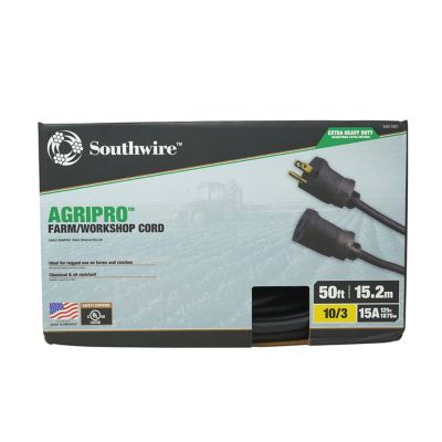 Southwire 50 ft. Outdoor AgriPro 10/3 SJTOW Farm/Workshop Extension Cord