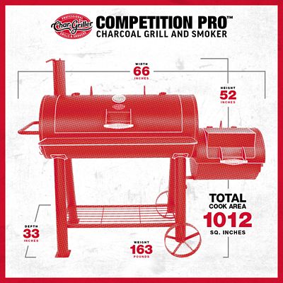 Image showing 8 th Char-Griller Competition Pro Barrel Charcoal Smoker with Offset Firebox, 1,012 sq. in., Black