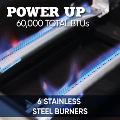 Image showing  6-Burner Propane Gas Grill, Gray, With Side Burner