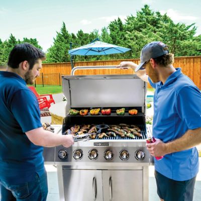 Image showing 8 th Even Embers 6-Burner Propane Gas Grill, Gray, With Side Burner