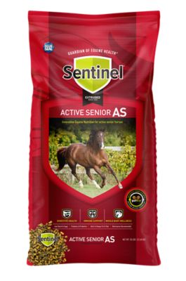Blue Seal Sentinel Active Senior Extruded Horse Feed, 50 lb. Out of everything we tried this feed works best! He loves it and his body condition looks awesome