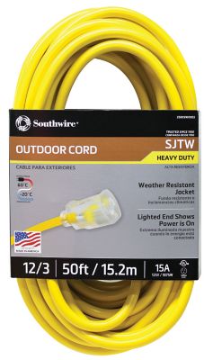 Southwire 50 ft. Indoor/Outdoor 12/3 SJTOW Contractor Grade Extension Cord