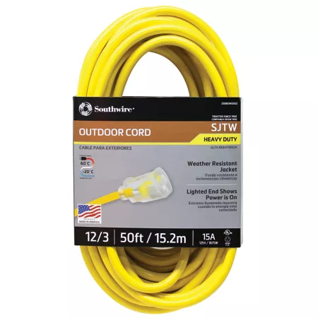 Southwire 50 ft 12/3 SJTOW Contractor Grade Indoor/Outdoor Extension Cord Extension Cords