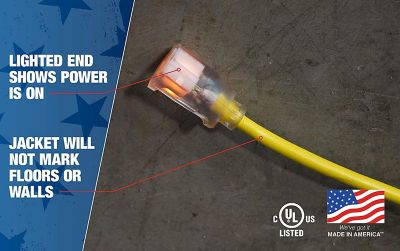 Image showing 5 th Southwire 50 ft. Indoor/Outdoor 12/3 SJTOW Contractor Grade Extension Cord