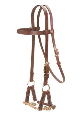 Colorado Saddlery Leather Side-Pull Headstall with 1/4 in. Braided Rawhide Nose