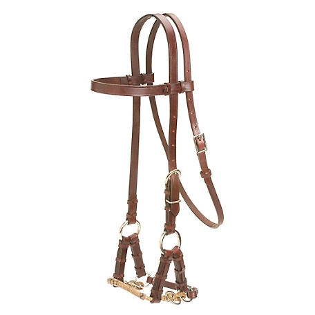 Colorado Saddlery Leather Side-Pull Headstall with 1/4 in. Braided Rawhide Nose