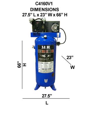 Image showing  5 HP 60 gal. Upright Stationary Air Compressor with Metal Belt Guard, 150 PSI