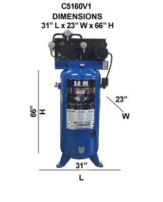 Image showing 7 th Eagle 5 hp 60 gal. Upright Stationary Air Compressor, 150 PSI