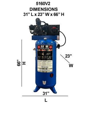 Image showing  5 HP 60 gal. 2-Stage Upright Stationary Air Compressor, 175 PSI