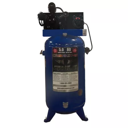 Eagle 5 HP 80 gal 2-Stage Vertical Stationary Air Compressor 175 PSI Stationary Air Compressors