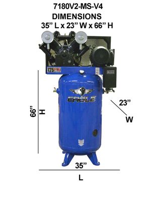 Image showing  7.5 HP 80 gal. 2 Stage Upright Stationary Air Compressor