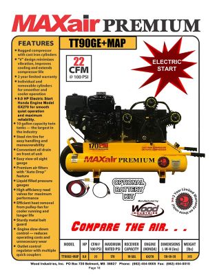 Image showing  9 hp 10 gal. Twin Tank Wheelbarrow Air Compressor