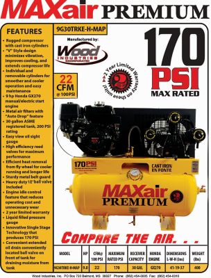 Image showing  9 HP 30 gal. Truck-Mounted Air Compressor