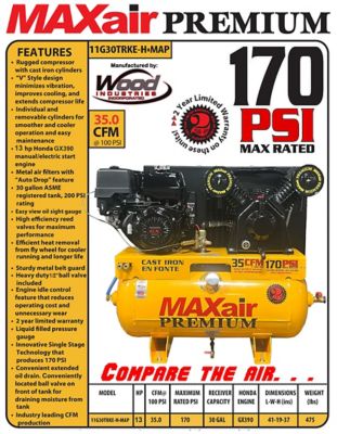 Image showing  13 HP 30 gal. Truck-Mounted Air Compressor, 170 PSI