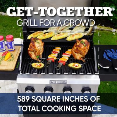 Image showing  4-Burner Propane Gas Grill, Silver/Black