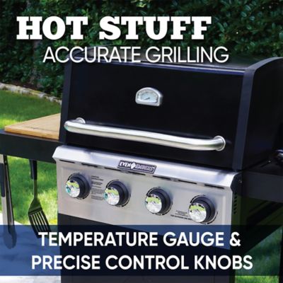 Image showing 6 th Even Embers 4-Burner Propane Gas Grill, Silver/Black