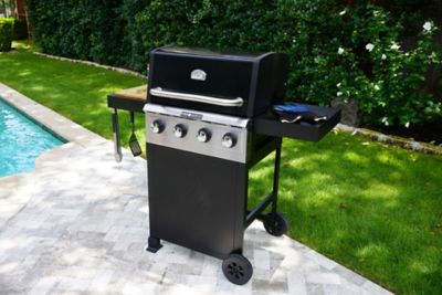 Image showing 8 th Even Embers 4-Burner Propane Gas Grill, Silver/Black