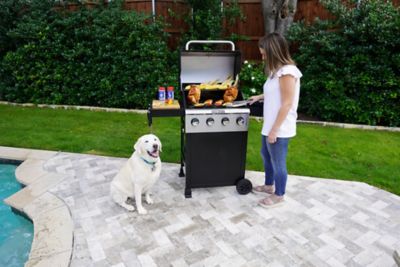 Image showing 9 th Even Embers 4-Burner Propane Gas Grill, Silver/Black