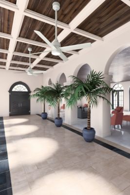 Image showing 1 th Hunter 84 in. 8-Speed Indoor/Outdoor Trak Damp-Rated Commercial Ceiling Fan with LED Light and Wall Control, 120V