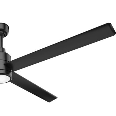 Image showing  96 in. 8-Speed Indoor/Outdoor Trak Damp-Rated Commercial Ceiling Fan with LED Light and Wall Control, 120V