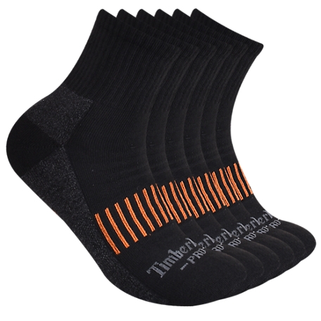 Timberland PRO Men's Half Cushion Logo Quarter Socks, 6-Pack