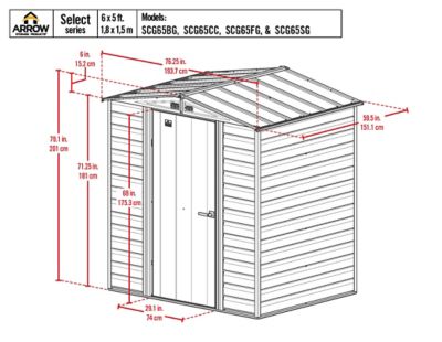 Image showing  6 x 5ft. Select Steel Storage Shed, Blue Grey