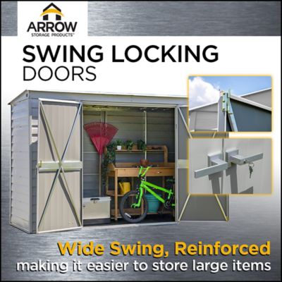 Image showing 9 th Arrow 8 ft. x 6 ft. Elite Steel Storage Shed, Cool Grey