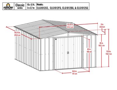 Image showing  10 x 12ft. Classic Steel Storage Shed, Flute Grey
