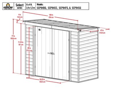 Image showing  8 x 4ft. Select Steel Storage Shed, Sage Green