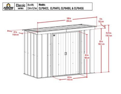 Image showing  Classic 8 ft. x 4 ft. Steel Storage Shed, Flute Grey