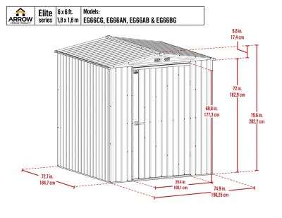 Image showing  6 ft. x 6 ft. Elite Steel Storage Shed, Anthracite