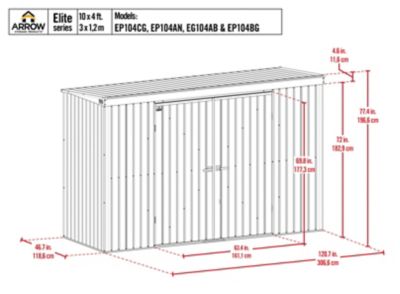 Image showing  10 ft. x 4 ft. Elite Steel Storage Shed, Blue Grey