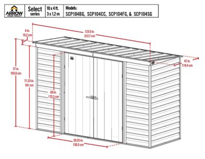 Image showing  10 ft. x 4 ft. Select Steel Storage Shed, Sage Green