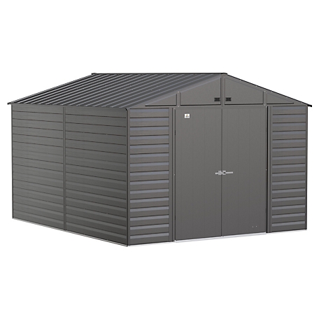 Arrow Select 10 ft. x 12 ft. Steel Storage Shed, Charcoal