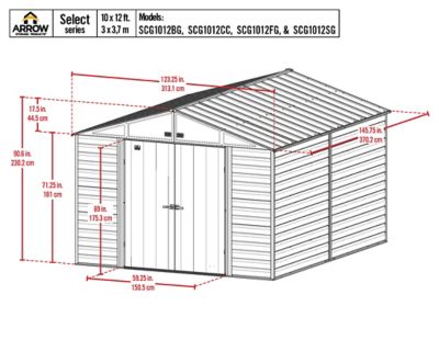 Image showing  10 ft. x 12 ft. Select Steel Storage Shed, Charcoal