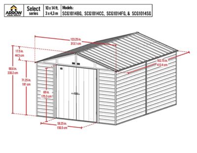 Image showing  10 ft. x 14 ft. Select Steel Storage Shed, Flute Grey