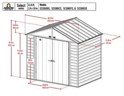Image showing  8 x 6ft. Select Steel Storage Shed, Sage Green