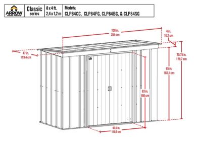 Image showing  8 x 4ft. Classic Steel Storage Shed, Charcoal