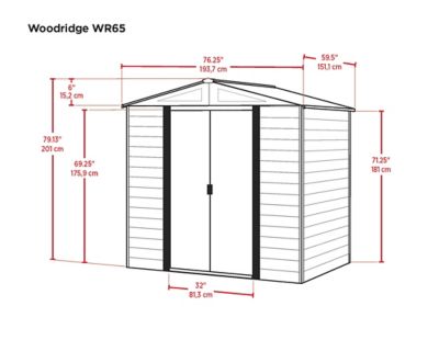 Image showing  6 ft. x 5 ft. Woodridge Steel Storage Shed, Coffee/Wood Grain