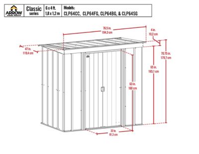 Image showing  6 x 4ft. Classic Steel Storage Shed, Charcoal