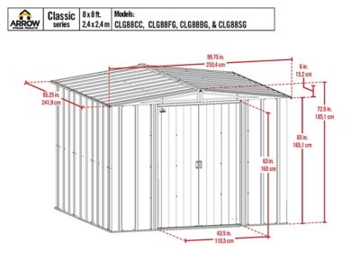Image showing  Classic 8 ft. x 8 ft. Steel Storage Shed, Blue Grey