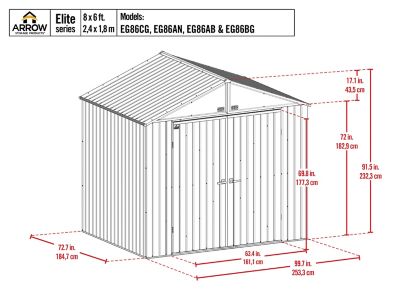 Image showing  8 ft. x 8 ft. Elite Steel Storage Shed, Blue Grey