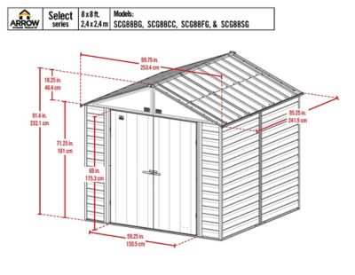 Image showing  8 x 8ft. Select Steel Storage Shed, Sage Green