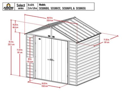 Image showing  8 ft. x 6 ft. Select Steel Storage Shed, Blue Grey