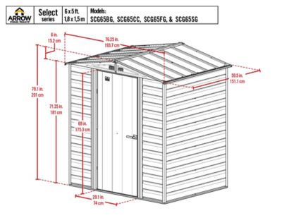 Image showing  6 ft. x 5 ft. Select Steel Storage Shed, Flute Grey
