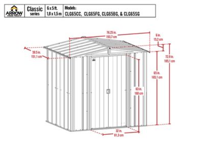 Image showing  Classic 6 ft. x 5 ft. Steel Storage Shed, Charcoal