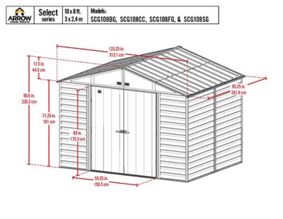 Image showing  10 x 8ft. Select Steel Storage Shed, Flute Grey