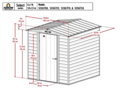 Image showing  6 x 7ft. Select Steel Storage Shed, Blue Grey