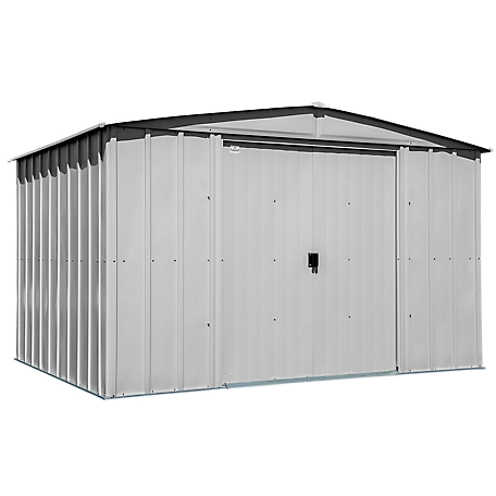 Arrow Classic 10 ft. x 8 ft. Steel Storage Shed, Flute Grey